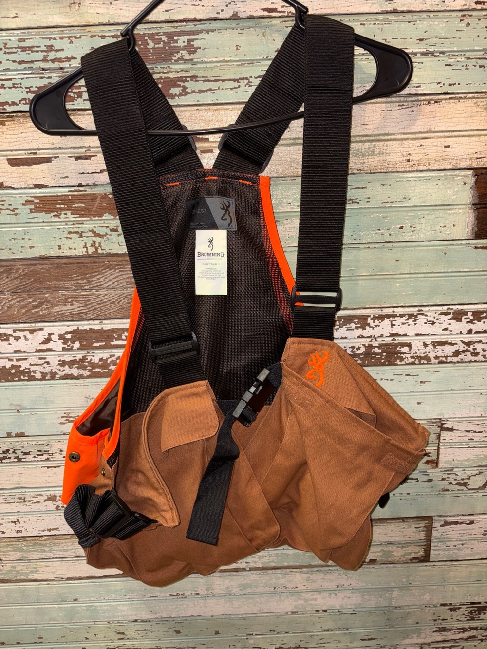 Browning Brown and Orange Hunting safety vest / Chest Rig / pockets for storage